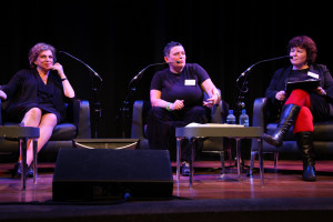 Irit Rogoff, Carmen Moersch and Sally Tallant at "Deschooling Society", Photo: Mark Blower